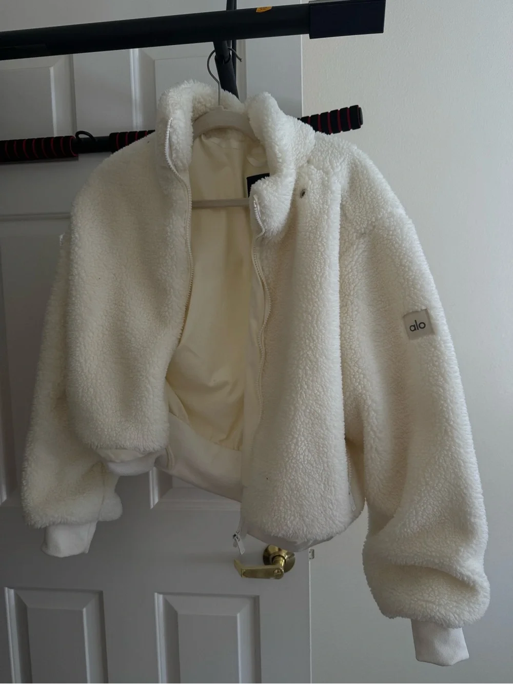 ALO Yoga White Sherpa Zip-Up Jacket